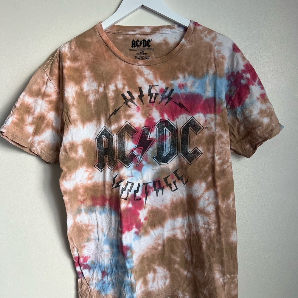 AC/DC Tie Dye Print Graphic Tee Size Medium